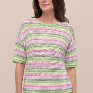 Bianca Olinde S/S Stripe Jumper Lime.      78014