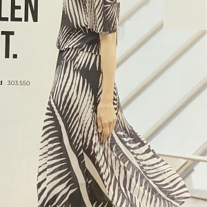 Frank Walder V-Neck Pleated Dress Navy.       303550