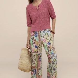Bianca Parigi 7/8 Print Trousers Pink.           70150