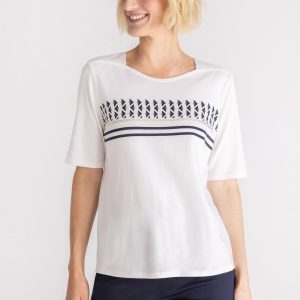 Frank Walder Scoop Neck Diamante Tee Cream.        303450