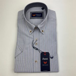 Zazzi Check S/S Shirt Taupe.           9712/Tpe