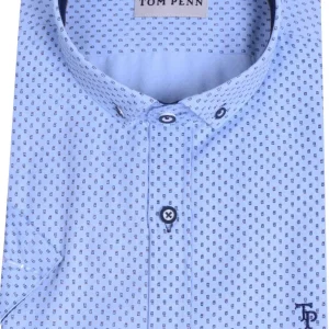 Tom Penn S/S Print Shirt Sky Blue.            Tp897