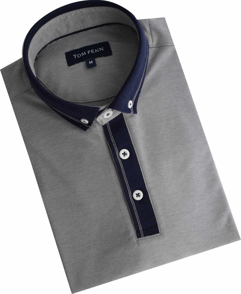 Tom Penn Melange Polo Grey. Tpp981/Gry - Image 3
