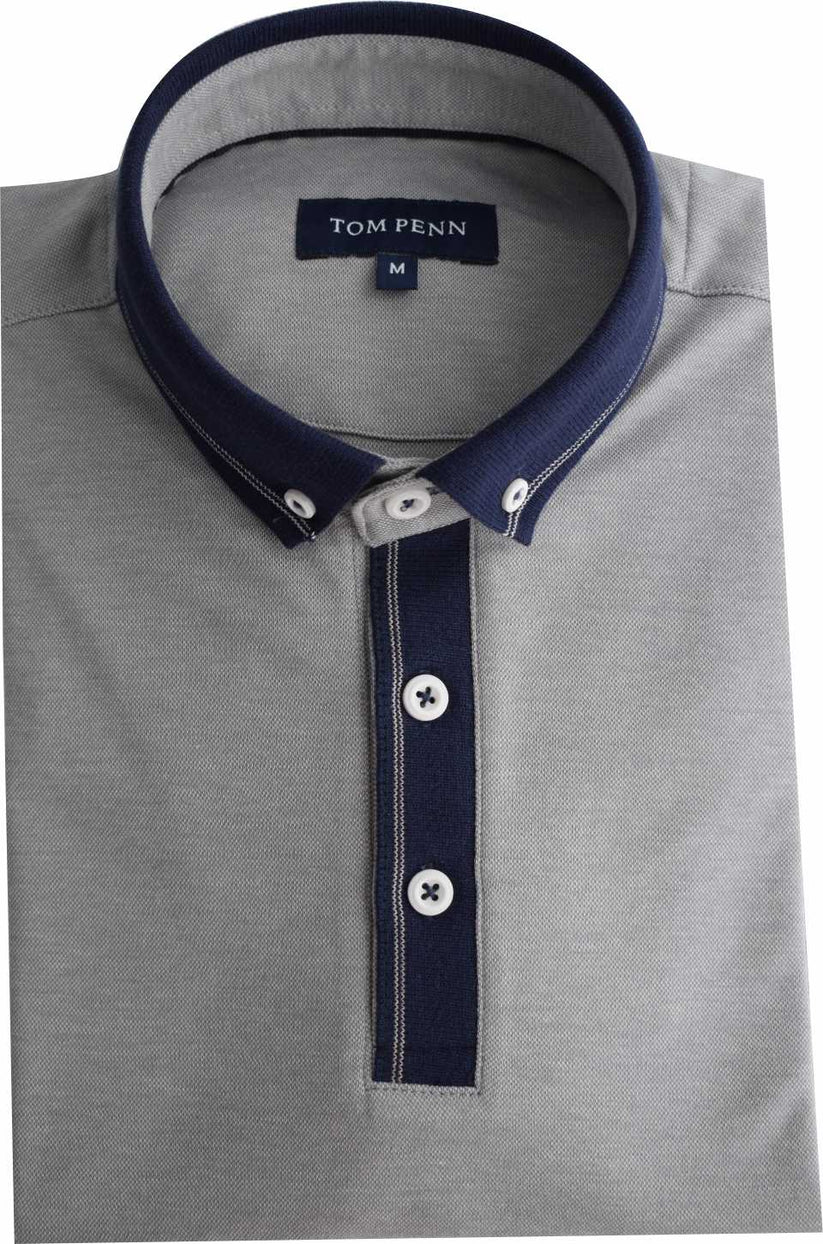 Tom Penn Melange Polo Grey. Tpp981/Gry