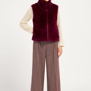 Bianca Tabea Faux Fur Gilet Burgundy. 3001