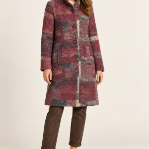 Civas Remea Check Car Coat Wine     07275/Wne