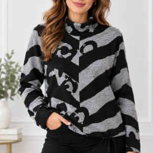 Alison Sheri Elastic Bottom Jumper Blk/Gry.     A48248