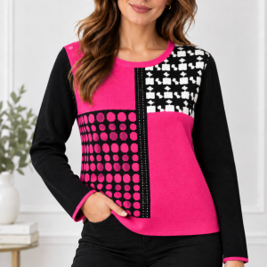 Alison Sheri 2 Tone Diamante Jumper Fuchsia.      A48231