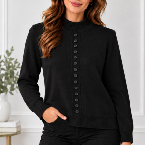 Alison Sheri Button Jumper Black.        A48062/Blk
