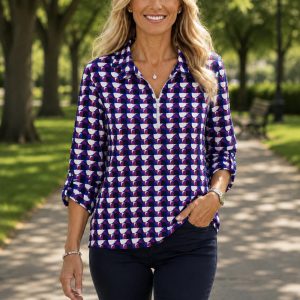 Yew Zip Collar Top Cerise.         1-3861