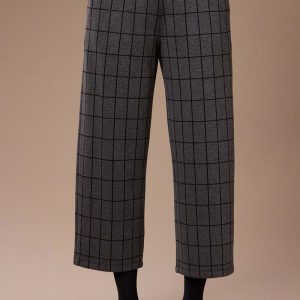 Peruzzi Grid Print Trouser Charcoal. W26140