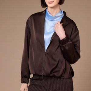 Peruzzi Satin Blouson Jacket W26104 Chocolate