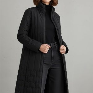 Etage Long Quilted Coat Black.       1445-137