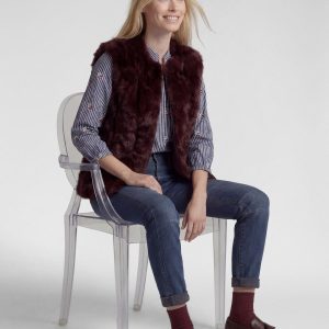 Rabe Faux Fur Gilet Burgundy.         57-114872