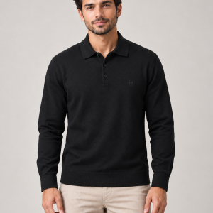 Tom Penn L/S Polo Shirt Black. Tp055/Blk