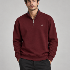 Mineral Reyes 1/4 Zip Sweatshirt Burgundy. Ml301359/Db
