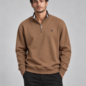 Mineral Reyes 1/4 Zip Sweatshirt Mocha. Ml301359/Moc