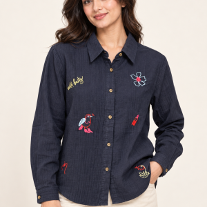 S'Questo Motif Shirt Navy.      6160-506127