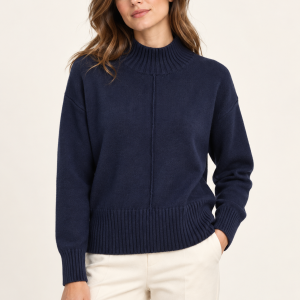 Marinello Plain High Neck Jumper Navy.      55223/Nvy