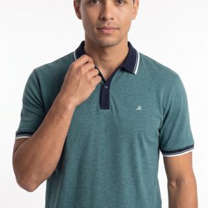 Mineral Beck Marl Polo Shirt Pacific.       Ml211527/P