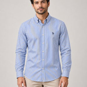 Tom Penn Stripe Shirt Royal. Tp936/Ryl