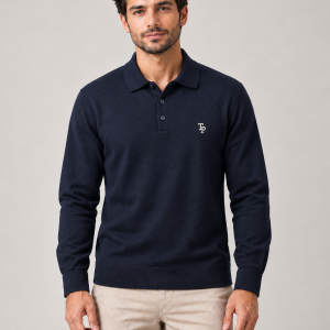 Tom Penn L/S Polo Shirt Navy. Tp055/Nvy