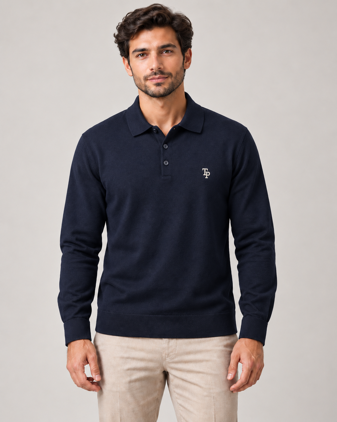 Tom Penn L/S Polo Shirt Navy. Tp055/Nvy