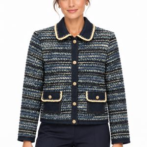 Castle Denim Fabric Trim Jacket Denim.       Dm190