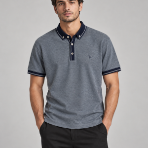 Tom Penn Melange Polo Denim. Tpp981/Dnm