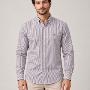 Tom Penn Stripe Shirt Burgundy. Tp936/Bur