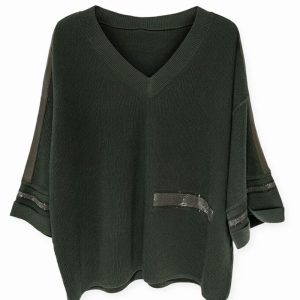Peruzi Pleather Trim Knit Forrest.     W26601