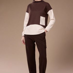 Peruzzi Colour Block Top Chocolate.      W26113