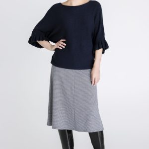 Frank Walder Hounds Tooth Skirt Navy.     109202