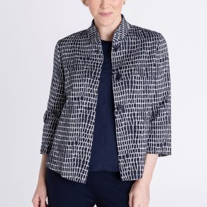 Frank Walder Print Blazer Navy.     109302
