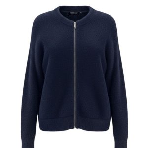 Frank Walder  Chenille Zip Cardigan Navy.             109351