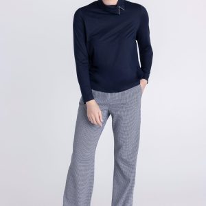 Frank Walder Hounds Tooth Trouser Navy.     109603