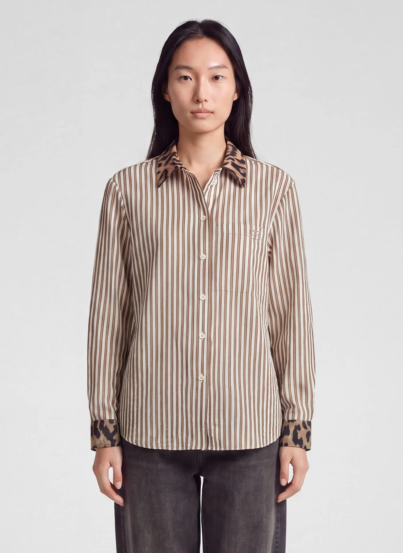 Rabe Stripe Blouse Coffee. 57-123103