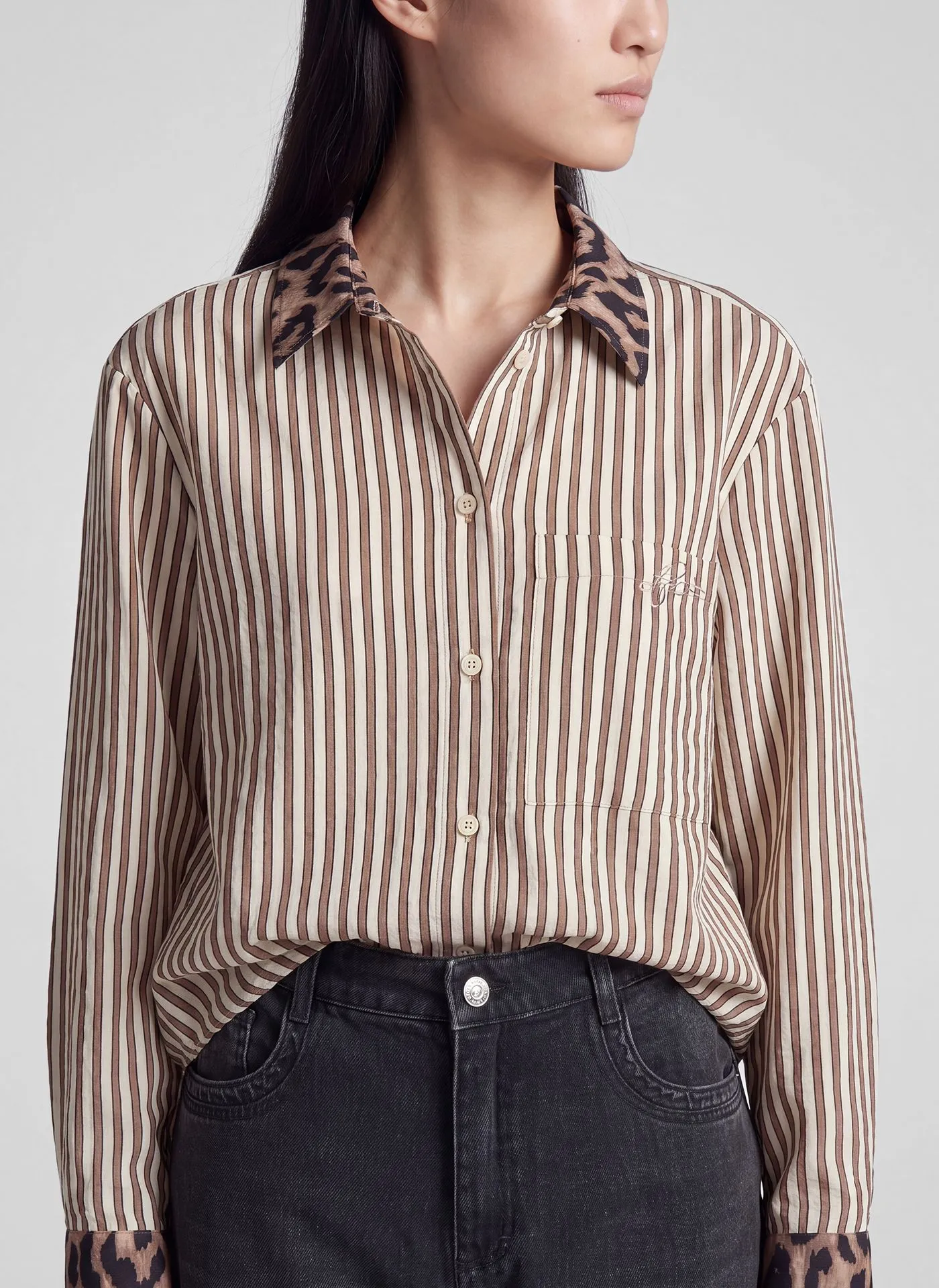 Rabe Stripe Blouse Coffee. 57-123103 - Image 3