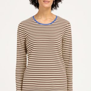 Bianca Dami Stripe Top Coffee.     86056