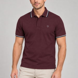 XV Kings Badgers Plain Polo Shirt Plum. Badgers/Plum
