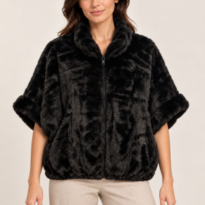 Sleeveless Fur Gilet Black.           Wm-369