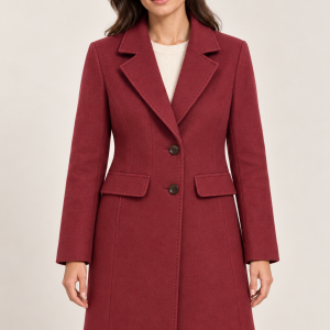 Christina Felix 2 Button Coat Claret.       592-4490