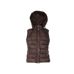 Julie Guerlande Hooded Print Gilet Cappuccino.         68Jg2pb010/C