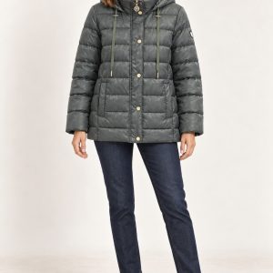 Julie Guerlande Quilted Hooded Jacket Khaki.      68Jg2pb000